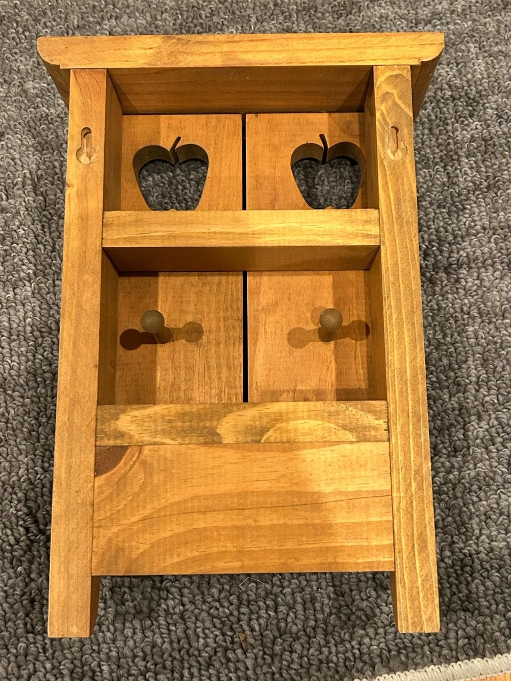 Country Wood Knick-Knack Shelf with Doors Apple  Cutout